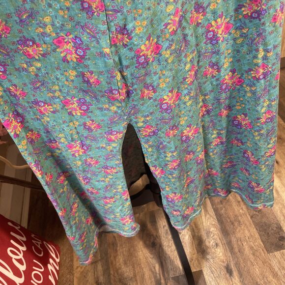 Natural Life Bohemian Fall Hangout Cotton Midi Dress Green Floral Pocket M NWT - Picture 11 of 12